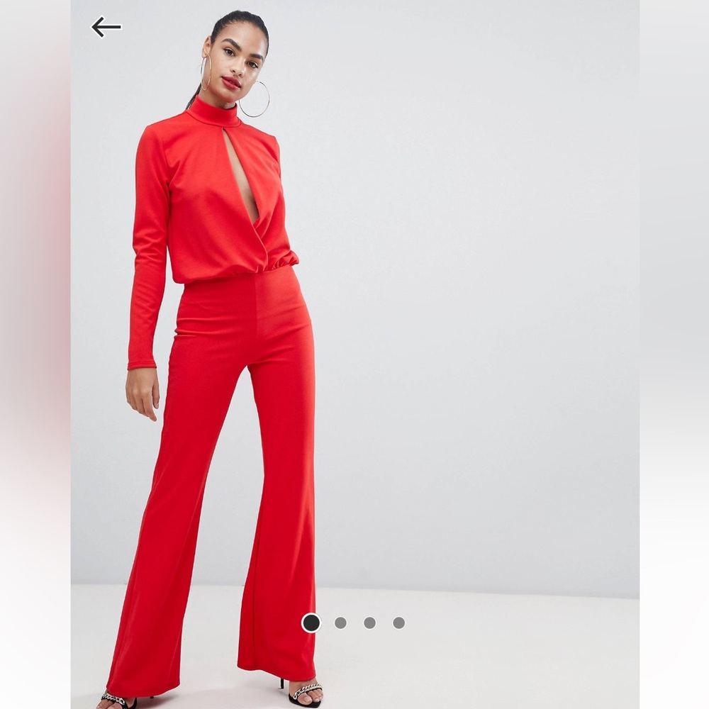 Pretty Little Thing ASOS Red jumpsuit, stretchy material, new, Size 8